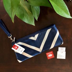 Harveys Blue/Ivory Seatbelt Clutch/Wristlet Bag